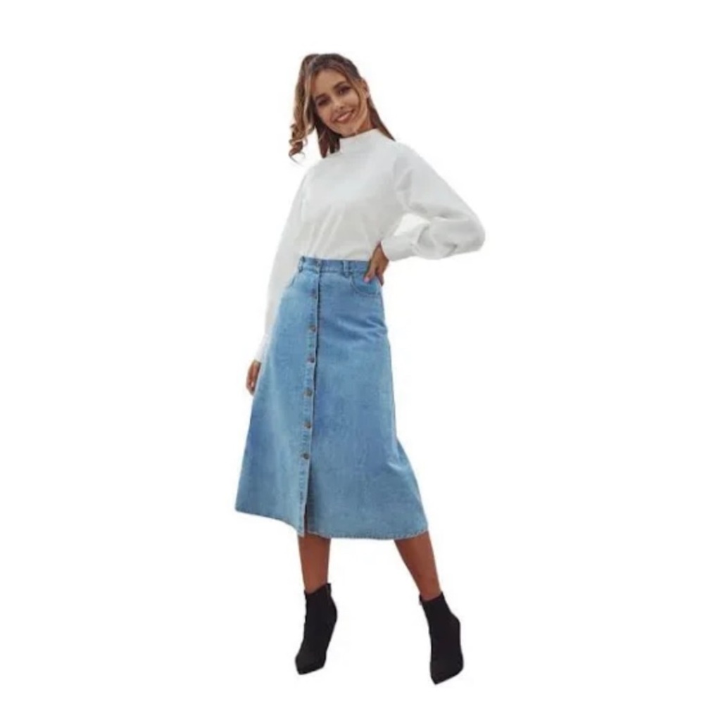 Vintage denim midi skirt